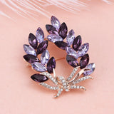 Crystal Poolive Leaf Brooch Pins Rhinestones Brooches for Women