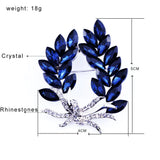Crystal Poolive Leaf Brooch Pins Rhinestones Brooches for Women