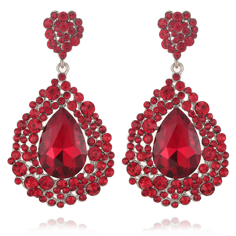 Crystal Water Drop Earrings for Women Prom Party Dress Accessory