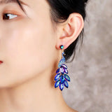 Crystal Peacock Drop Earrings for Women Prom Party Dress Accessory