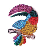 Multicolor Rhinestones Enamel Pins Badges Painted Parrot Brooches