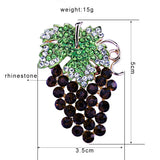 Purple Rhinestones Grapes Scarf Brooches Pins Crystal Brooch for Women