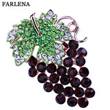 Purple Rhinestones Grapes Scarf Brooches Pins Crystal Brooch for Women