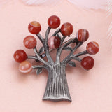 Vintage Natural Agate Tree Brooch Pin for Women