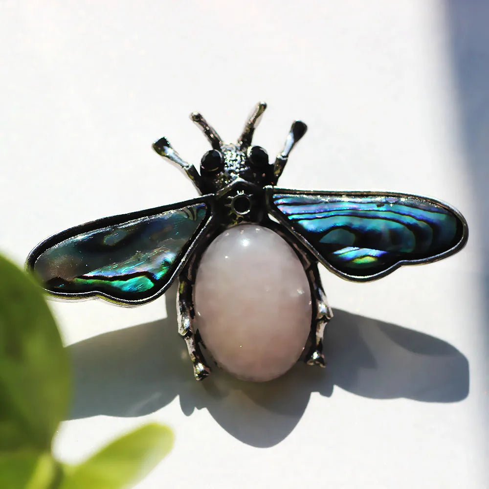 Natural Shell Insect Brooch Pins Vintage Jewelry for Women