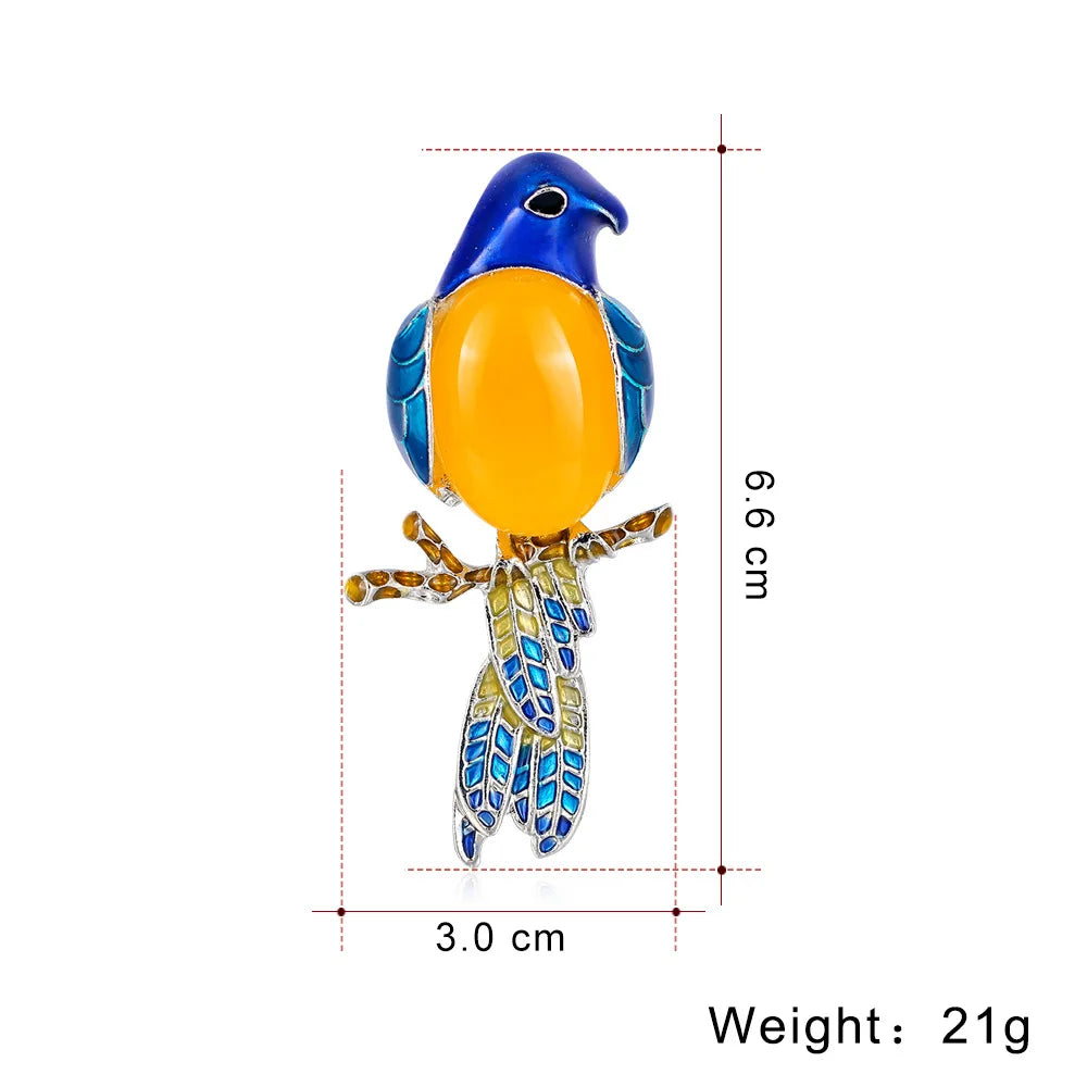 Vintage Opal Bird Brooch Enamel Pin for Women Jewelry