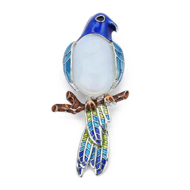 Vintage Opal Semi-precious Stone Bird Brooches for Women