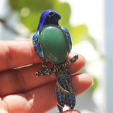 Vintage Opal Semi-precious Stone Bird Brooches for Women