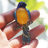 Vintage Opal Semi-precious Stone Bird Brooches for Women