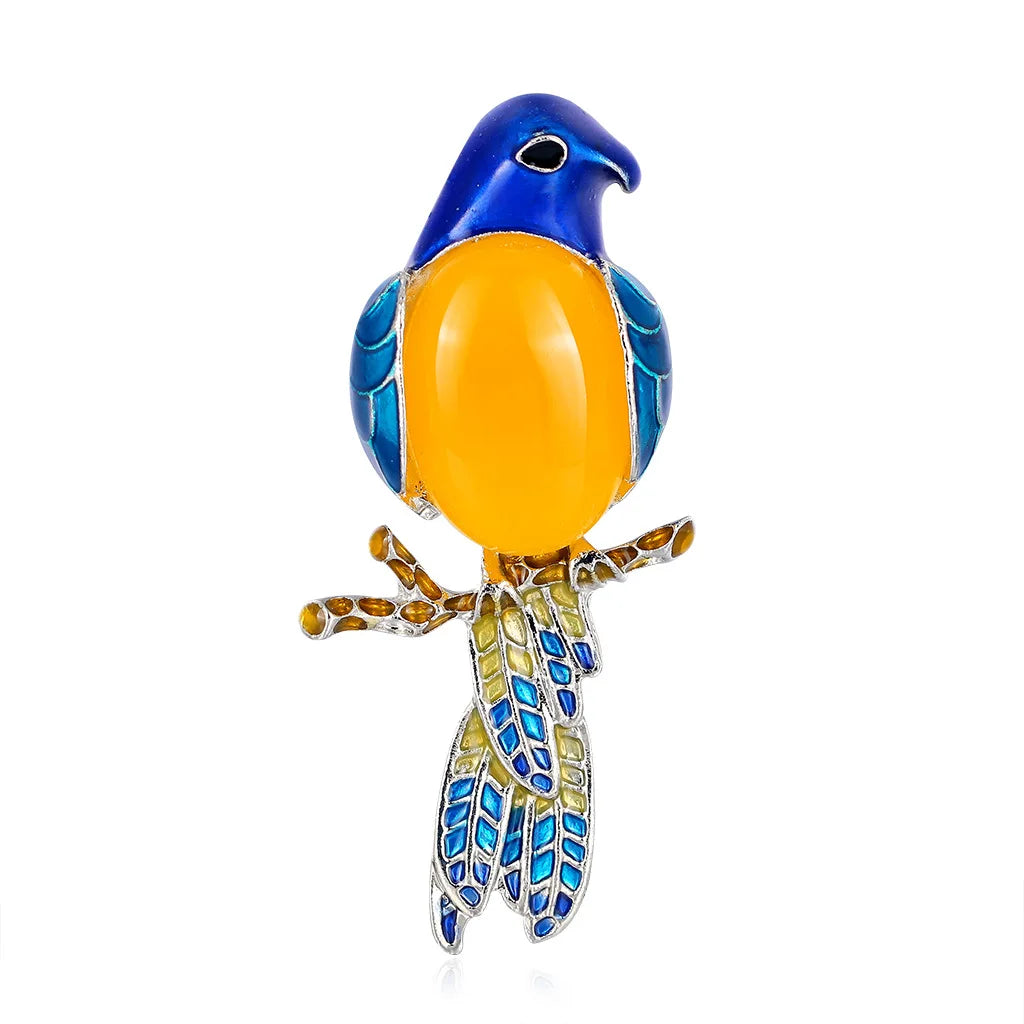 Vintage Opal Bird Brooch Enamel Pin for Women Jewelry