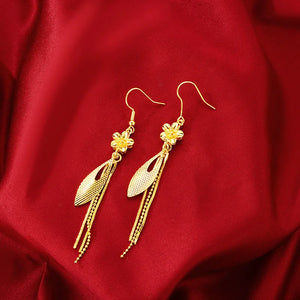14K Long Tassel Earrings for Women Wedding Jewelry