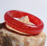 Red Jade Bangle Bracelet Chinese Lucky Cuff Hand-Carved Emerald Bangles