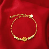 14K Hand Jewelry Beaded Chain Bracelet Wedding Engagement Lucky Money