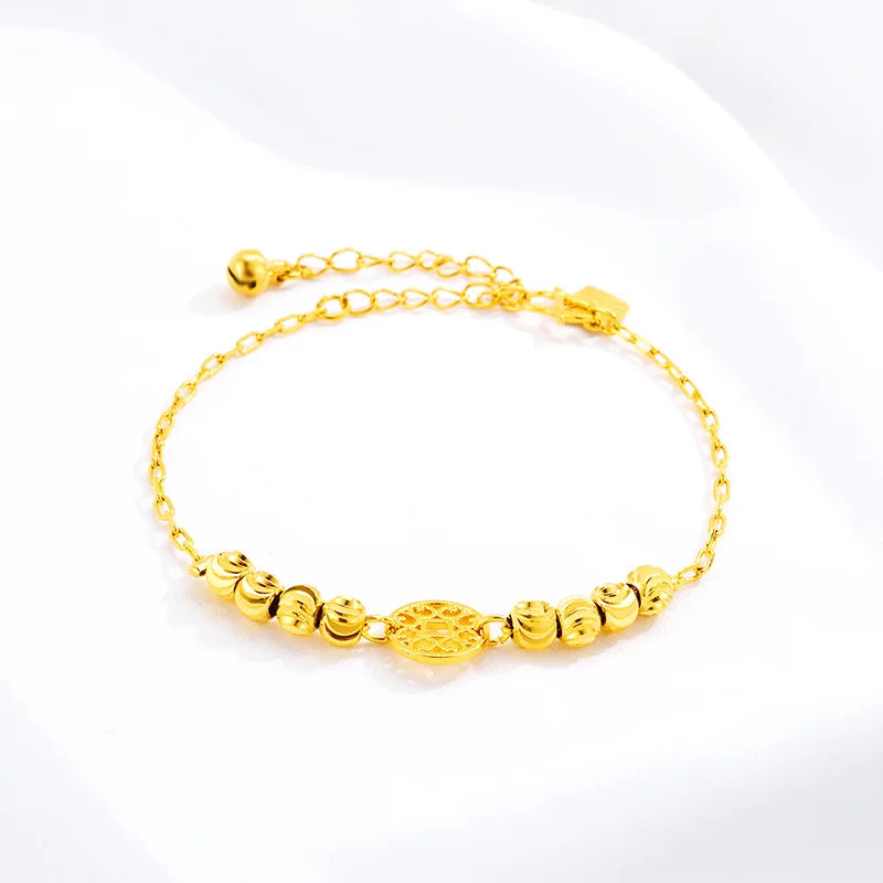 14K Hand Jewelry Beaded Chain Bracelet Wedding Engagement Lucky Money