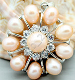 Pink Freshwater Pearl Crystal Corolla Pendant