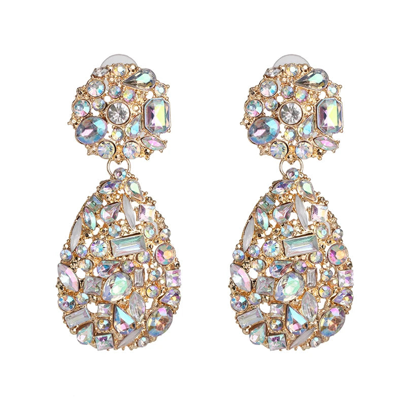 Vintage Simulated Pearls Earrings Crystal Statement Dangle Drop Earring