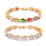 Colorful Stone Bridal Heart Bracelet for Women