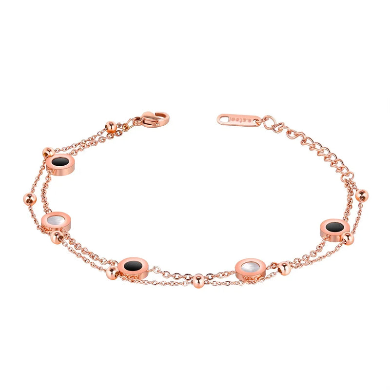 Metal Round Charm Bracelets Bangle Women's Jewelry Silver Rose