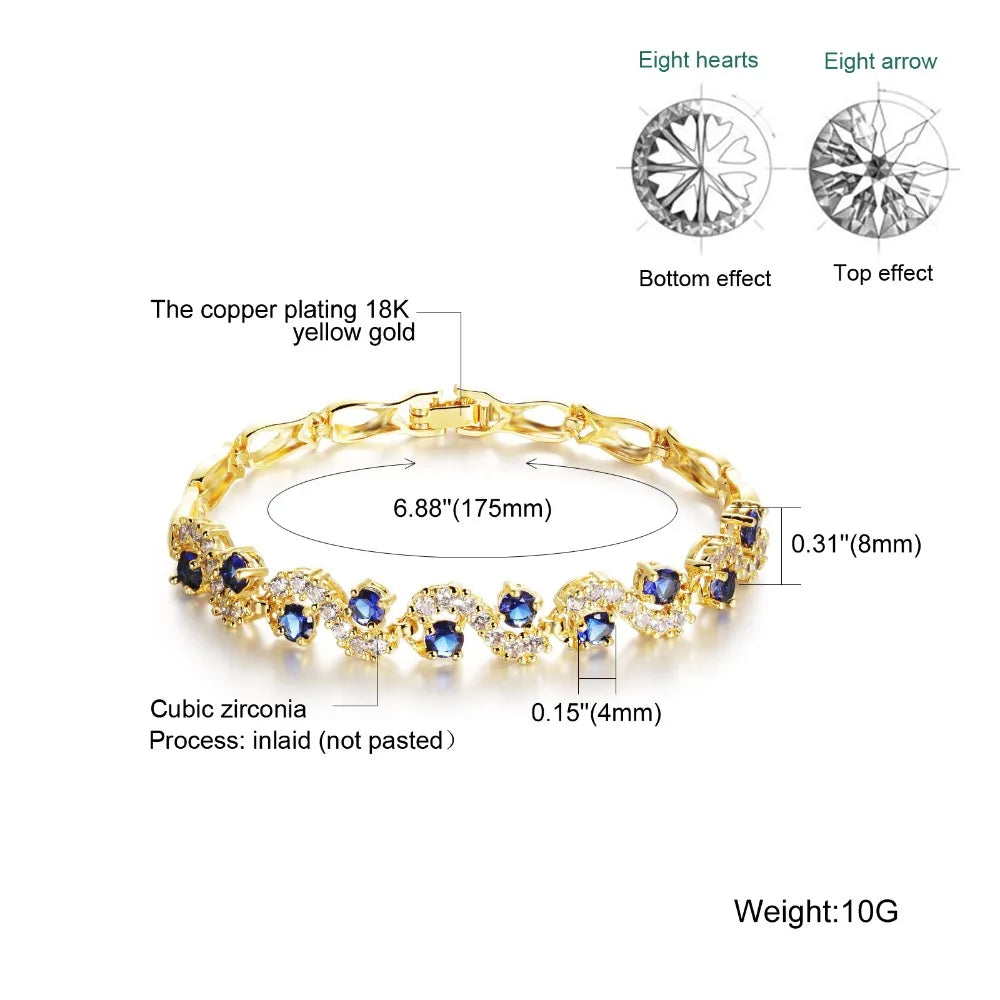 Copper Charm Bracelet & Bangles with Crystal Inlay - Gift for Girlfriend
