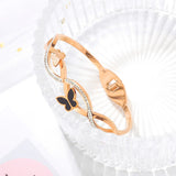Rose Stainless Steel Butterfly Bangles Bracelets