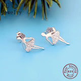 925 Silver Ballet Dancer Crystal Stud Earring Women Pendientes