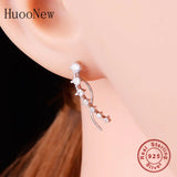 925 Silver Punk Geometric Circle CZ Stud Ear Cuff for Valentine