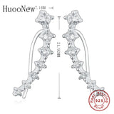 925 Silver Punk Geometric Circle CZ Stud Ear Cuff for Valentine
