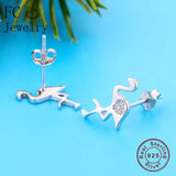 925 Silver Tropical Bird Crystal Stud Earring For Women