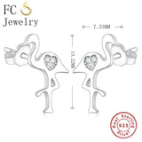 925 Silver Tropical Bird Crystal Stud Earring For Women