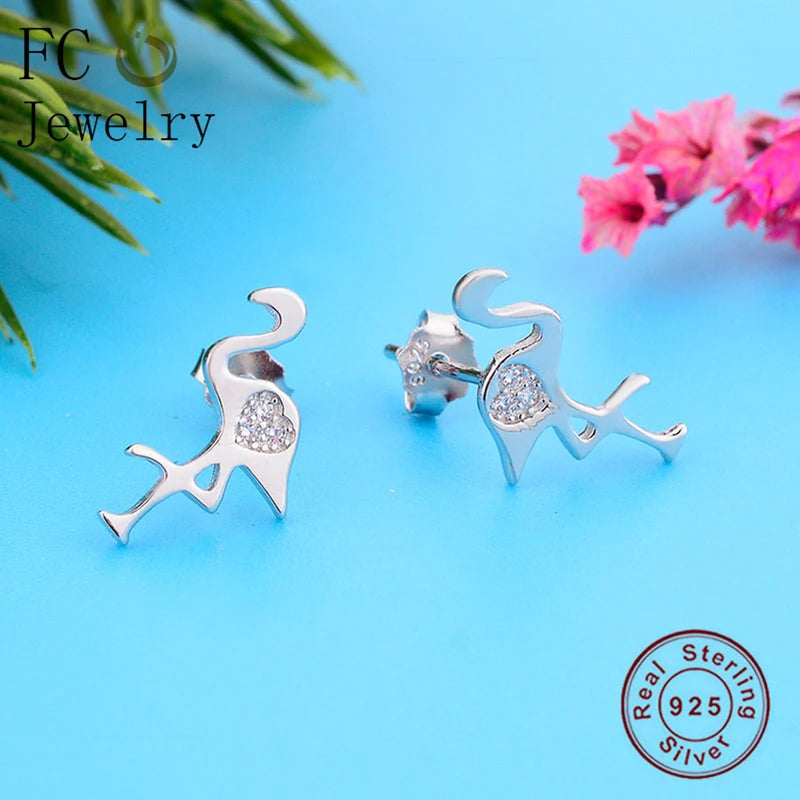925 Silver Tropical Bird Crystal Stud Earring For Women