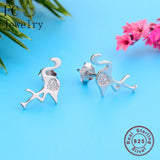 925 Silver Tropical Bird Crystal Stud Earring For Women
