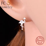 925 Silver Tropical Bird Crystal Stud Earring For Women
