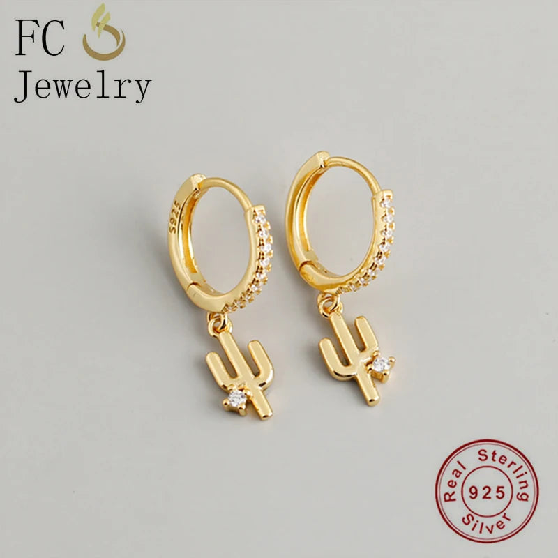 925 Silver Cactus Zirconia Hoop Earring for Women
