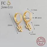 925 Silver Cactus Zirconia Hoop Earring for Women