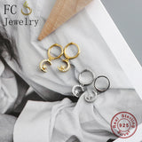925 Sterling Silver Moon Star Hoop Earring with Zirconia for Women