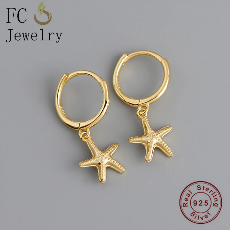 925 Silver Starfish Hoop Earring for Women