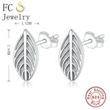 925 Silver Leaf Stud Earring Women Party Pendientes