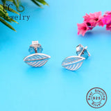 925 Silver Leaf Stud Earring Women Party Pendientes