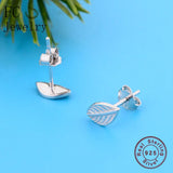 925 Silver Leaf Stud Earring Women Party Pendientes