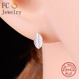 925 Silver Leaf Stud Earring Women Party Pendientes