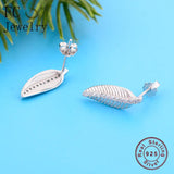 Real 925 Silver Leaf Zirconia Stud Earring for Women