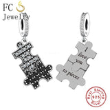 925 Silver Angel Wings Dog Paw Puzzle Cross Infinity Bead Bracelet