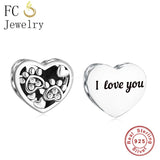 925 Silver Angel Wings Dog Paw Puzzle Cross Infinity Bead Bracelet