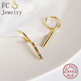 Bohemia Golden Bar Shape Rainbow Ear Bone Piercing Hoop Earring For Women