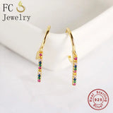 Bohemia Golden Bar Shape Rainbow Ear Bone Piercing Hoop Earring For Women