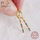 Bohemia Golden Bar Shape Rainbow Ear Bone Piercing Hoop Earring For Women