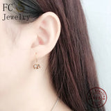 925 Silver Elephant Eye CZ Bead Hoop Earrings