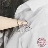 925 Silver Elephant Eye CZ Bead Hoop Earrings