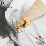 925 Silver Elephant Eye CZ Bead Hoop Earrings