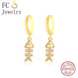 925 Silver Fish Bone CZ Piercing Hoop Earrings